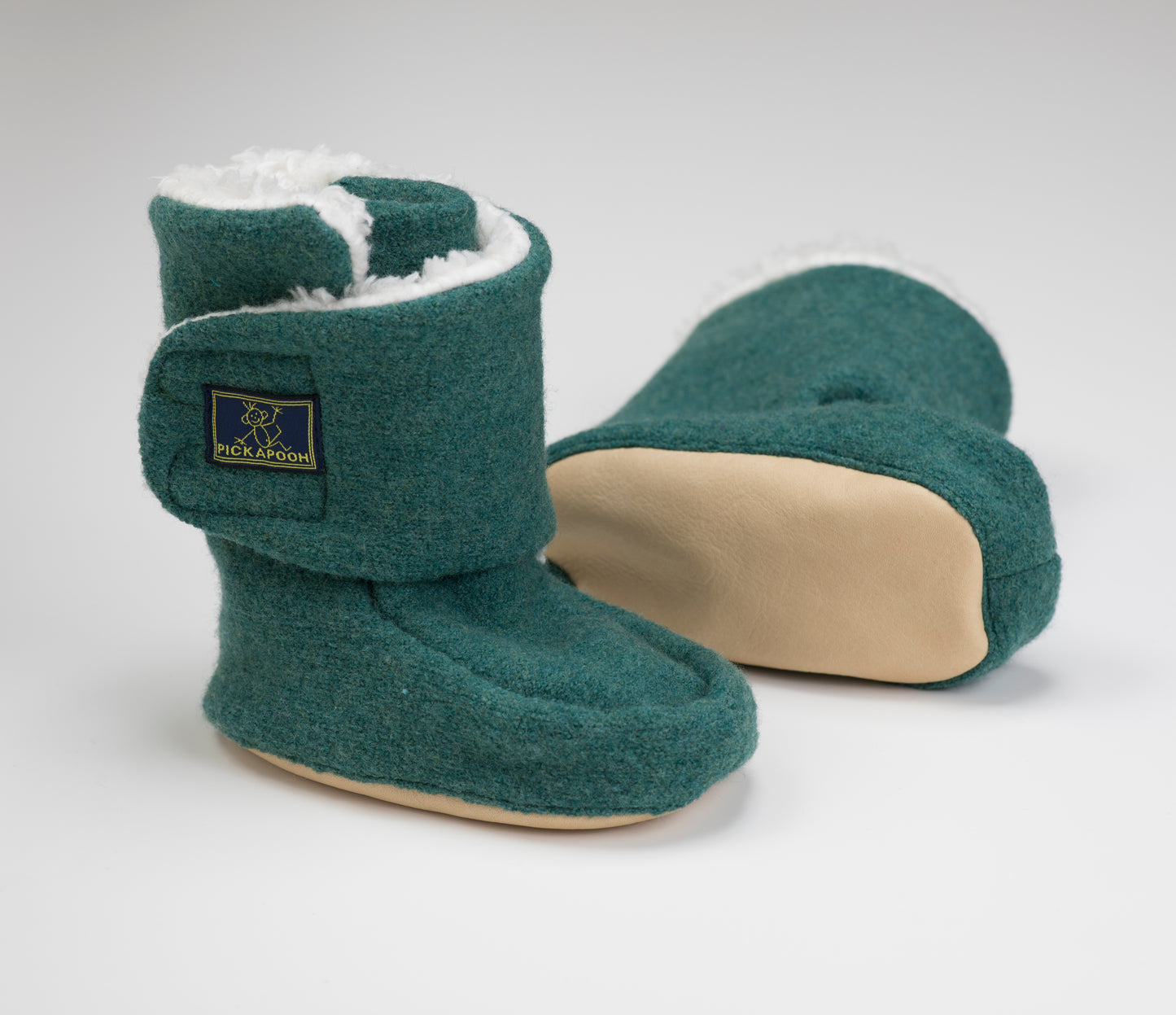 Boiled Wool Booties with Velcro